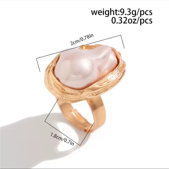 NEW! Zara model Gold and Pearl Women's Ring 
Adjustable - Picture 8 of 8